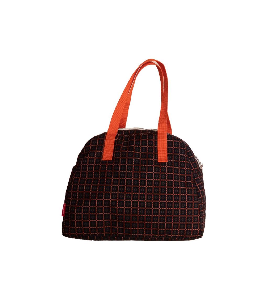 perpetummobile Bolsa de viaje de jacquard geométrico marrón y naranja