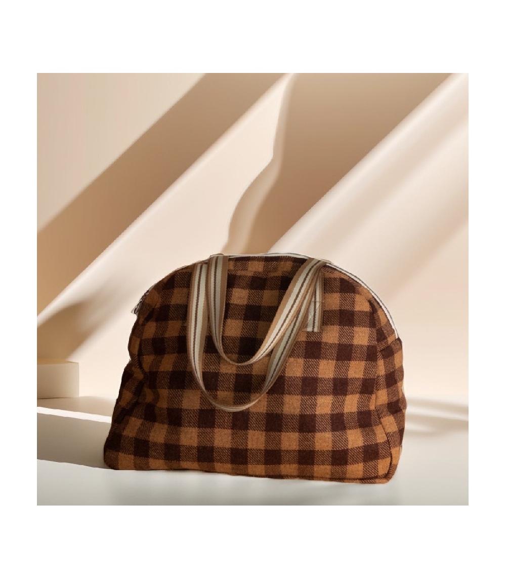 Perpetummobile Bolsa Viaje De Paño De Cuadros Vichy Marrón