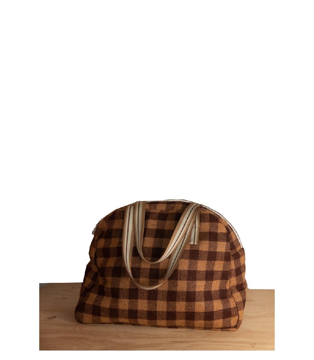 perpetummobile Bolsa viaje de paño de cuadros vichy marrón