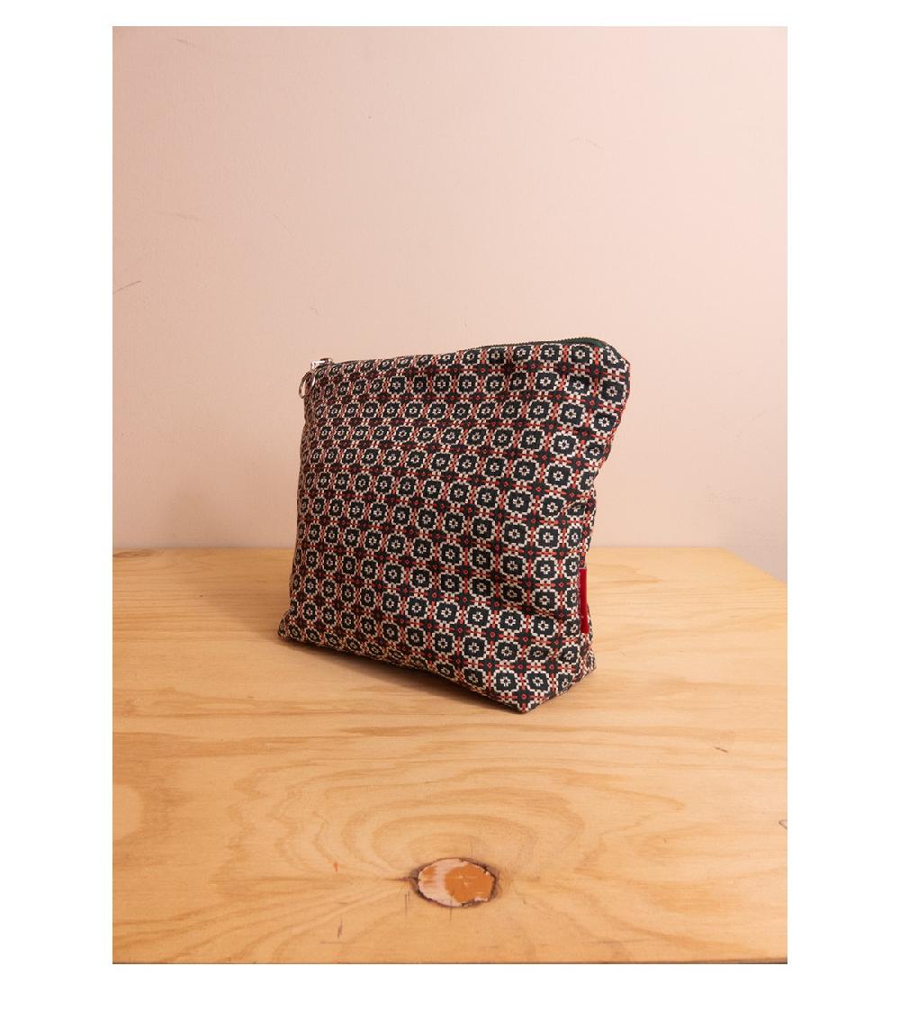 perpetummobile Bolso de mano y neceser en jacquard verde y naranja