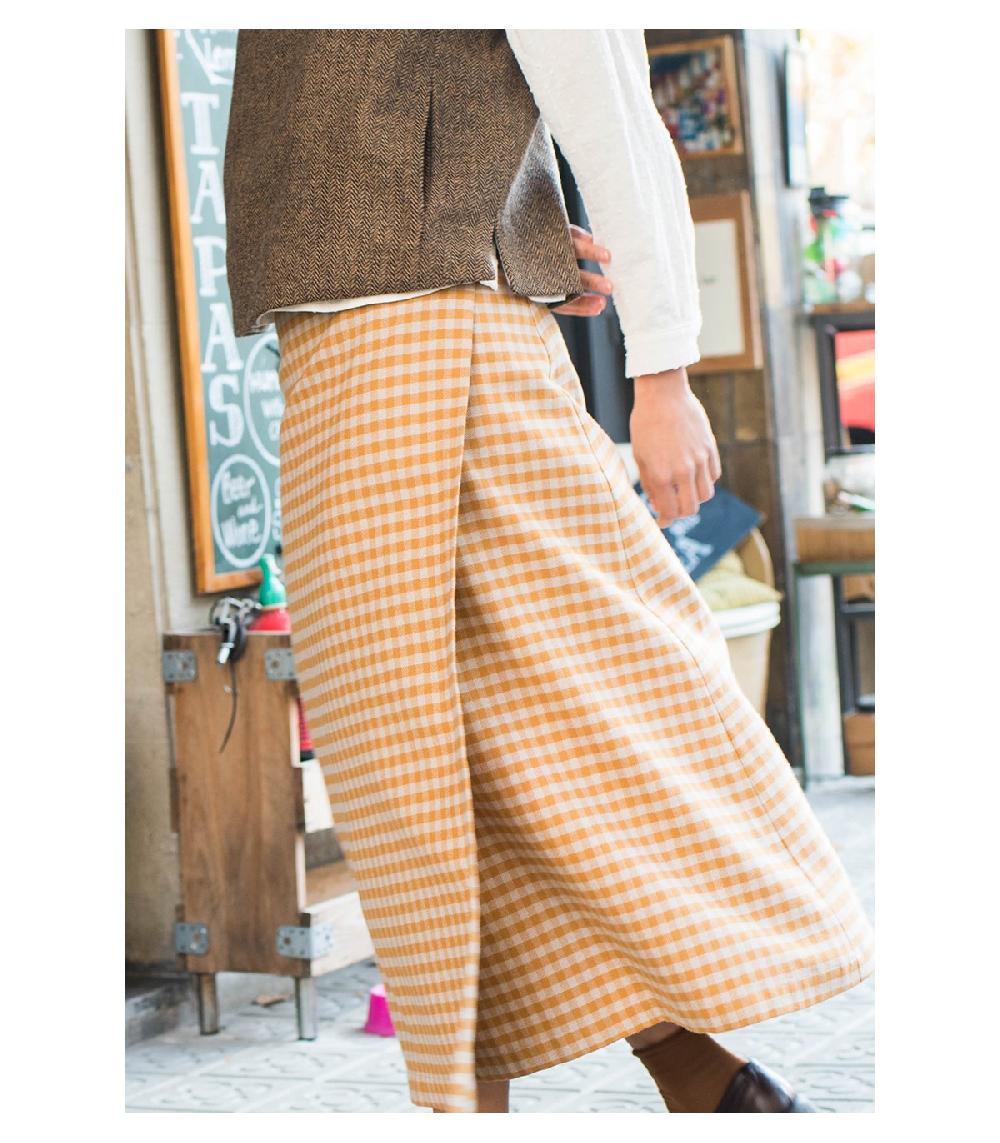 Perpetummobile Falda Pareo Cuadros De Vichy Mostaza