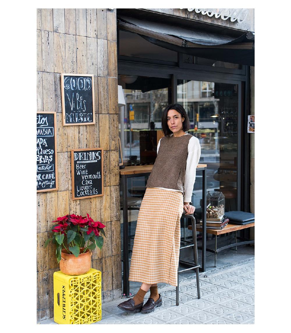 Perpetummobile Falda Pareo Cuadros De Vichy Mostaza