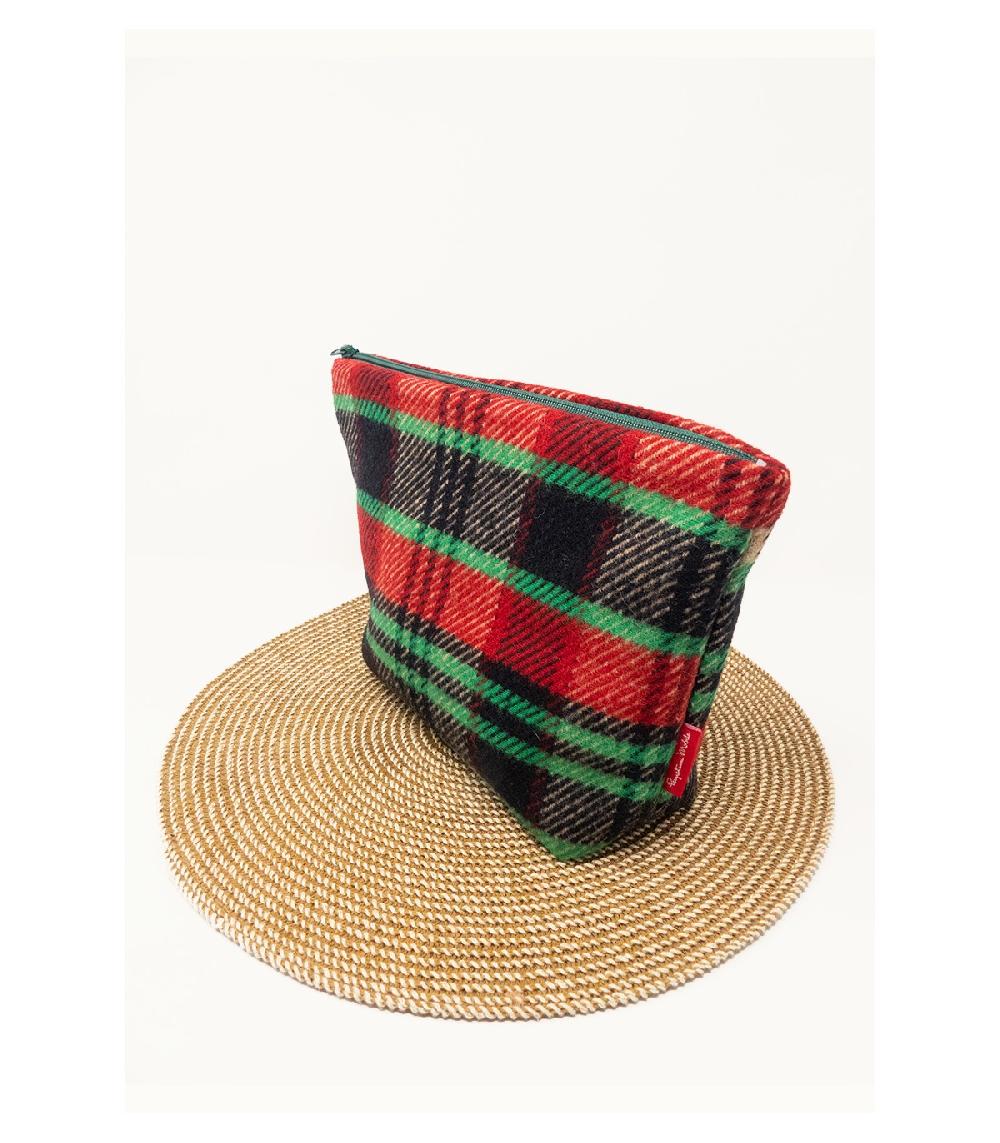 Perpetummobile Neceser De Paño De Lana De Cuadros Rojos