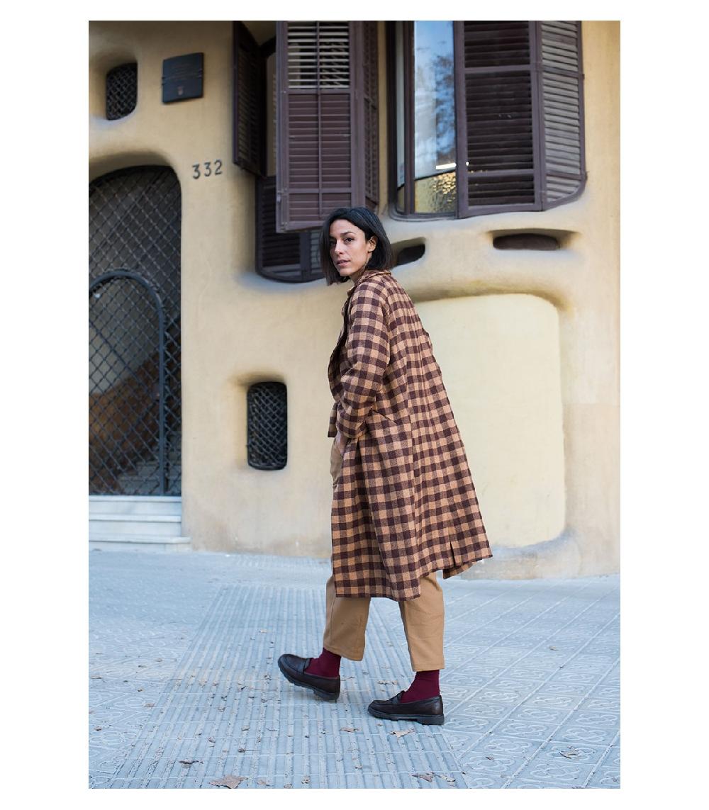Perpetummobile Abrigo Miu Cuadros Vichy Marrón