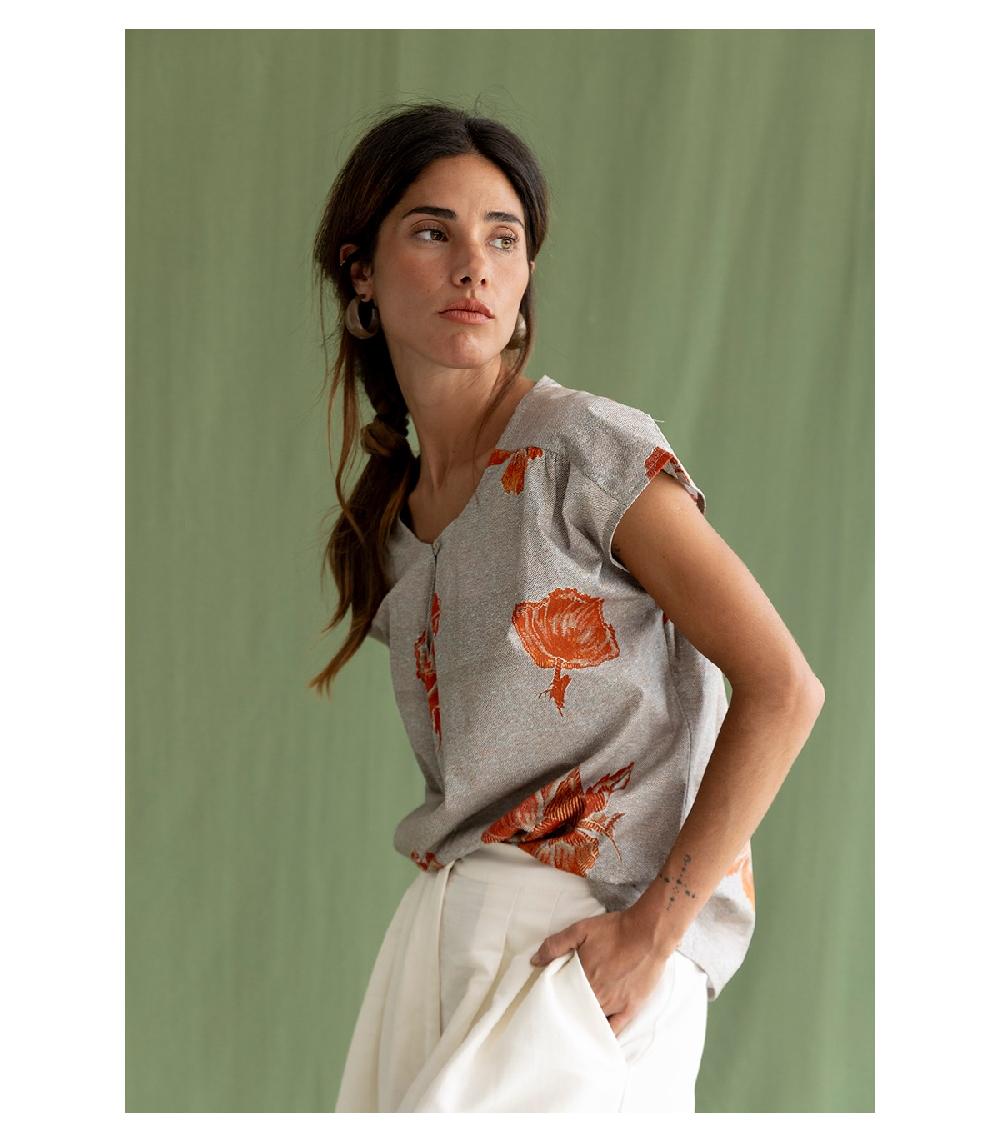 perpetummobile Blusa libanesa flor naranja