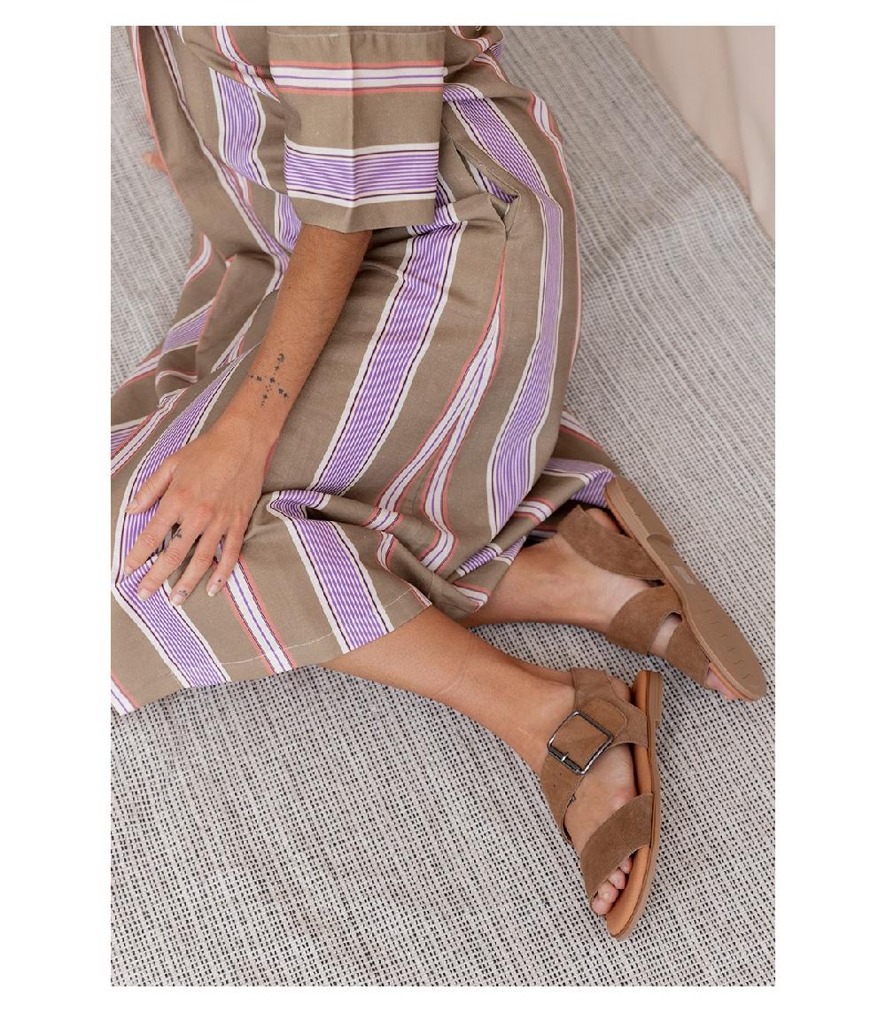 Perpetummobile Vestido Kaftán Tanis Rayas Malva