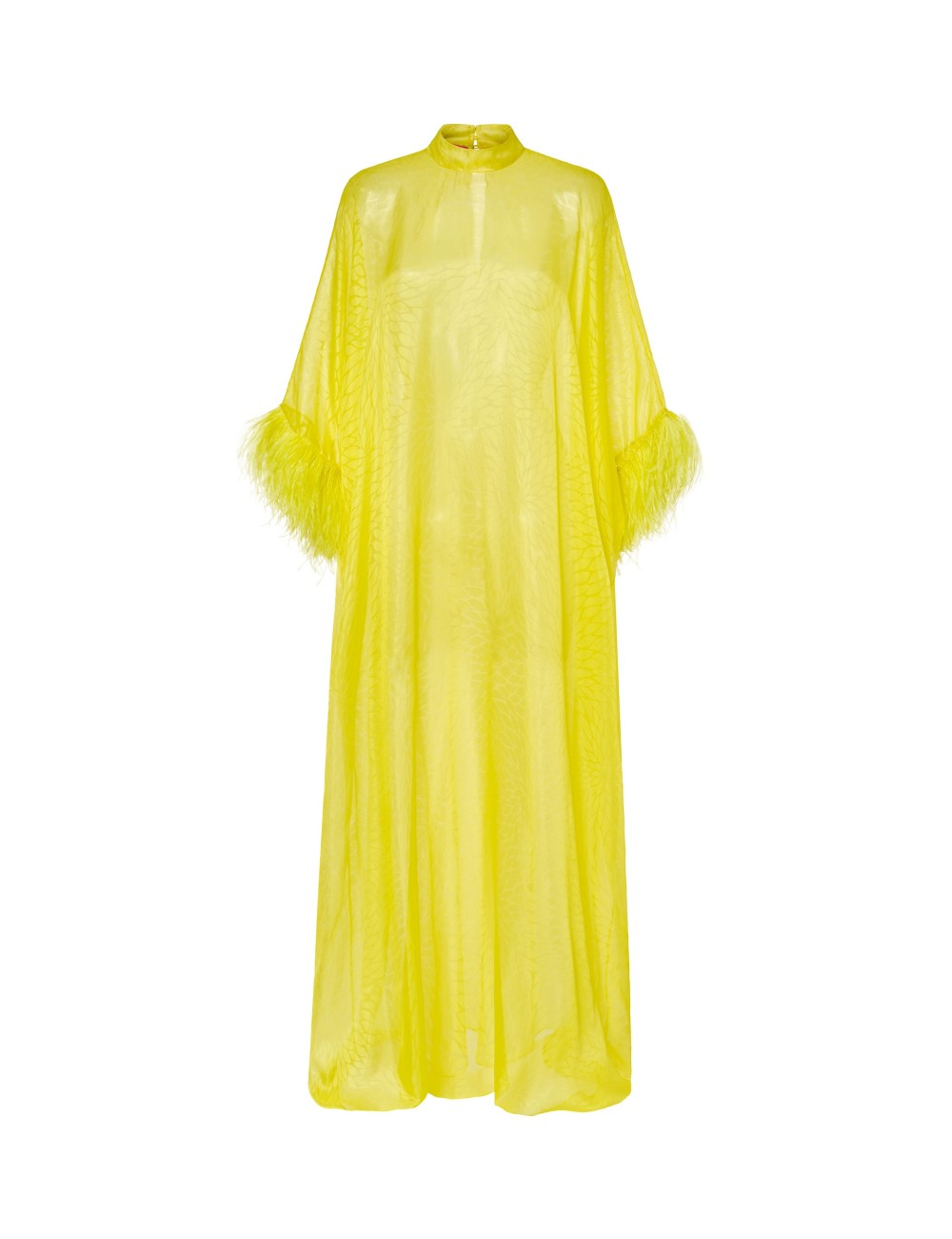pertegaz Kaftan muselina seda floral con plumas amarillo
