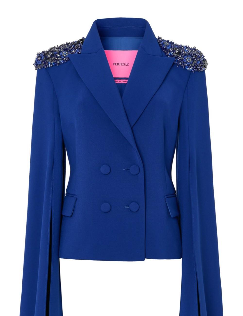 Pertegaz Blazer Entallada Con Mangas Capa Azul