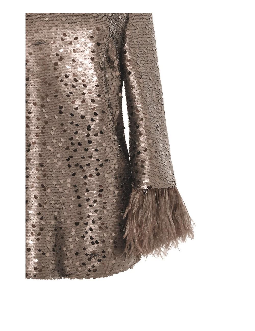 Pertegaz Cuerpo De Paillettes Con Plumas Champagne