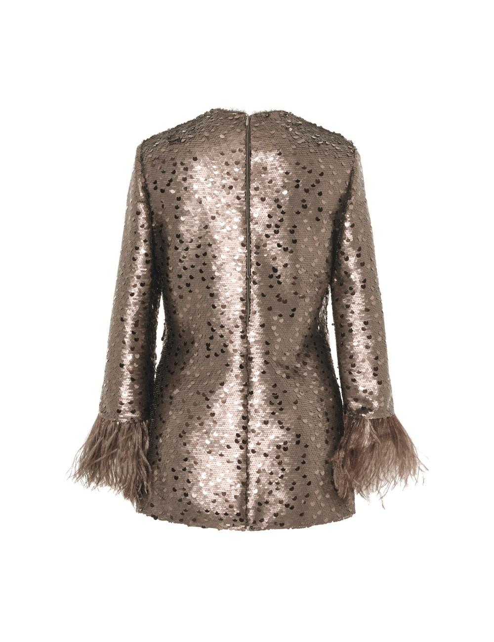 Pertegaz Cuerpo De Paillettes Con Plumas Champagne