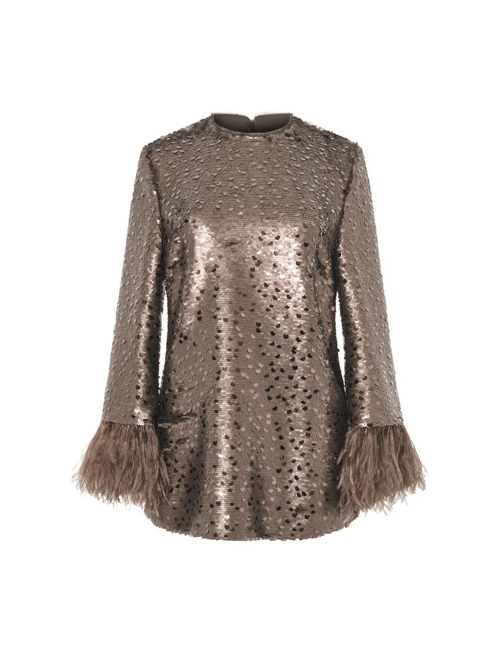 pertegaz Cuerpo de paillettes con plumas champagne