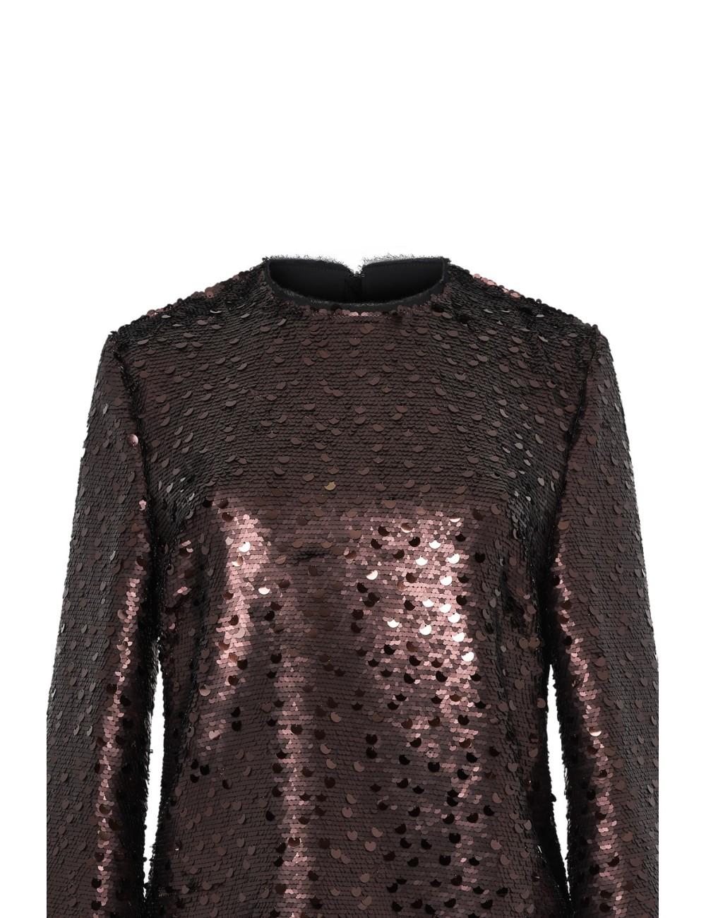 Pertegaz Cuerpo De Paillettes Con Plumas Marrón