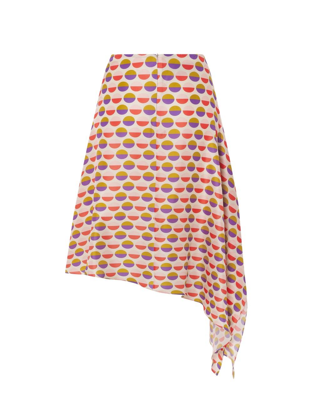 Pertegaz Falda Midi Asimétrica Lunares