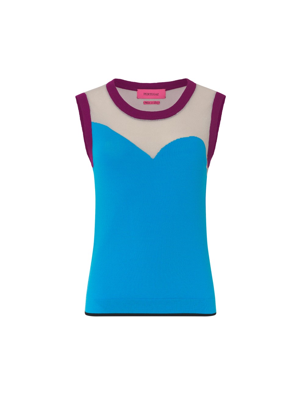 pertegaz Top punto contraste azul