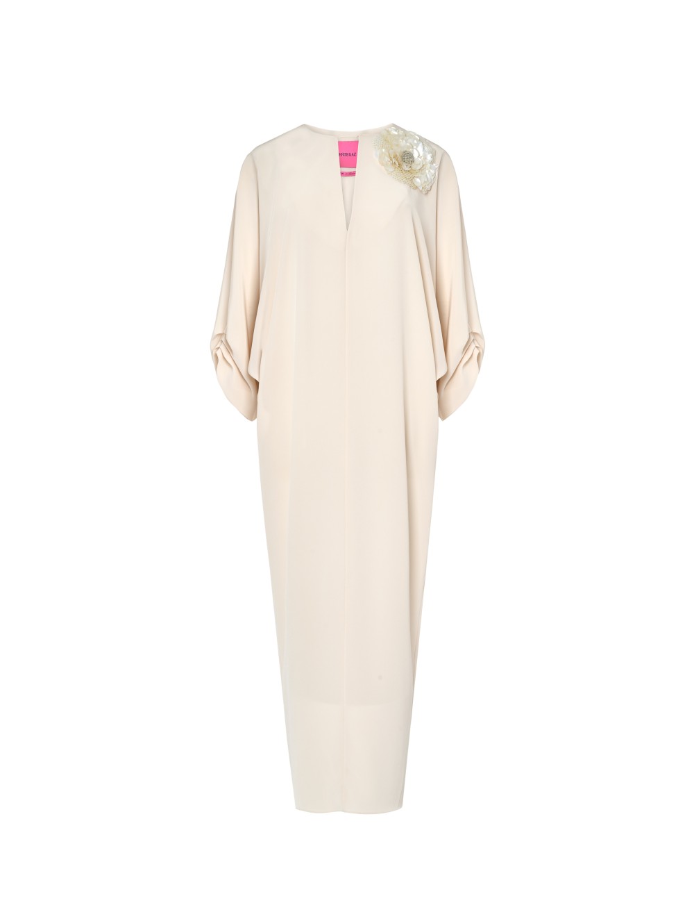 pertegaz Túnica con flor bordada marfil