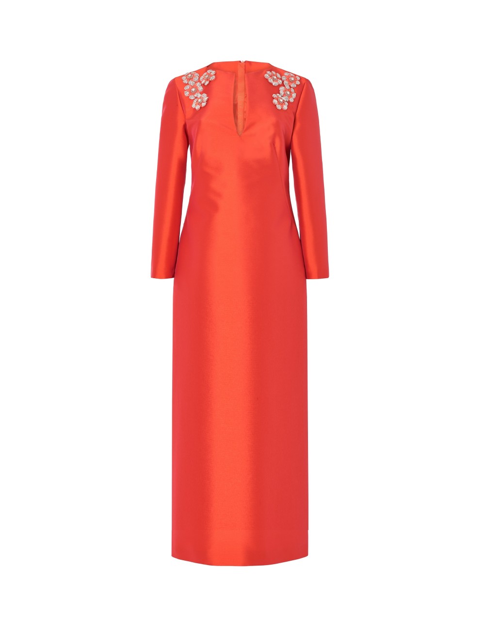 pertegaz Túnica de raso con flores bordadas rojo