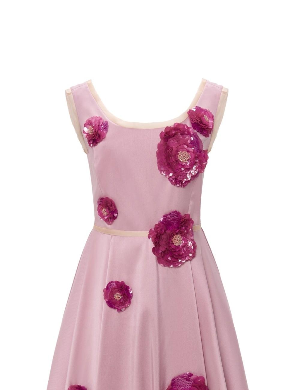 Pertegaz Vestido Alba Con Flores Bordadas Rosa
