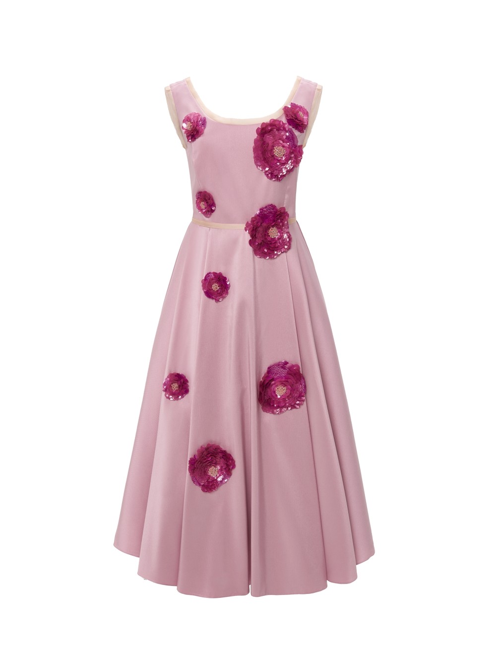 pertegaz Vestido Alba con flores bordadas rosa