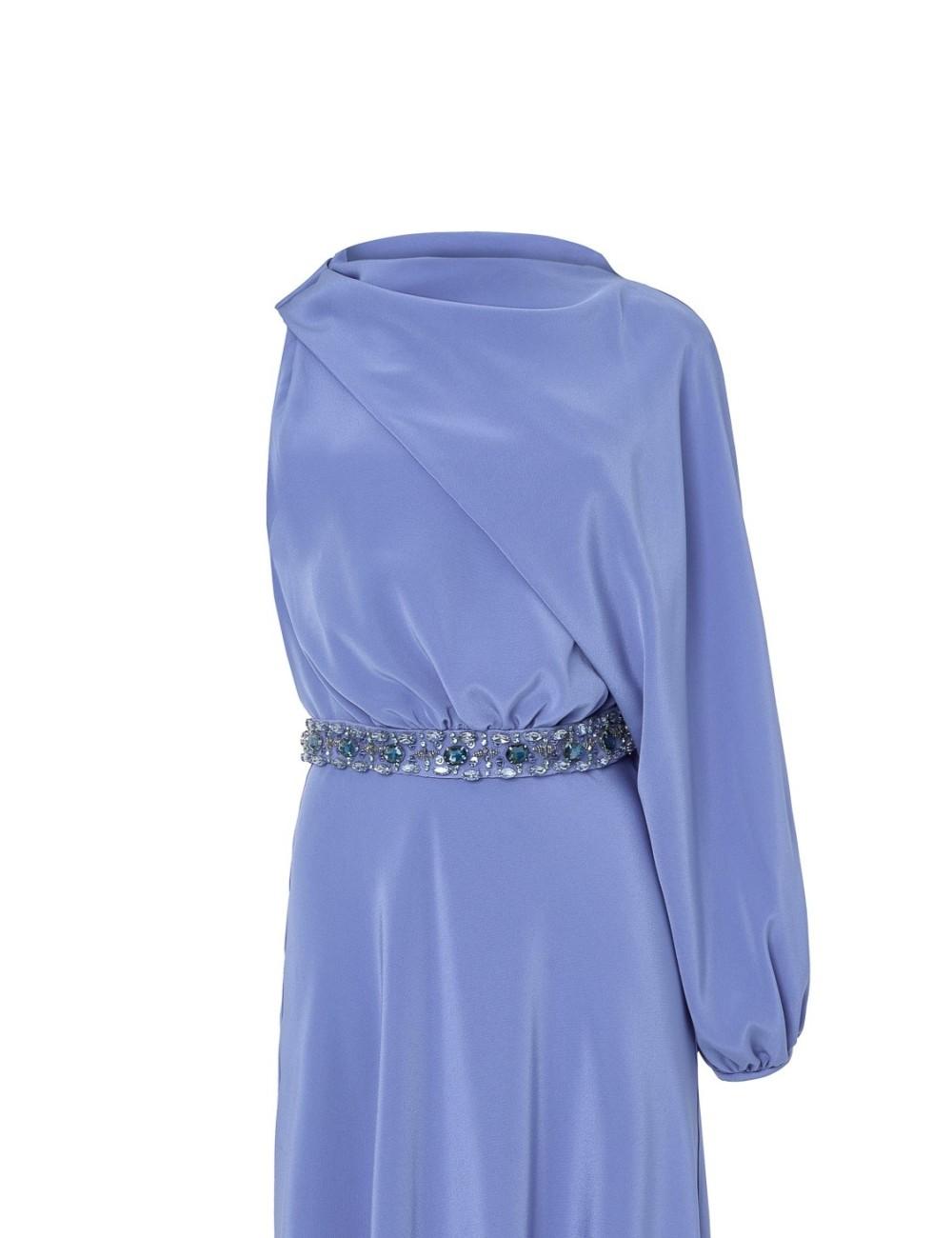 Pertegaz Vestido Asimétrico Con Cinturón Joya Azul