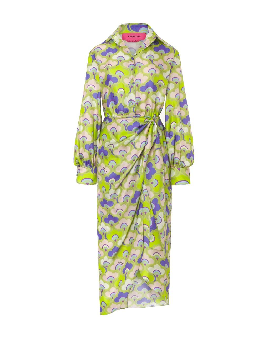 pertegaz Vestido camisero print retro