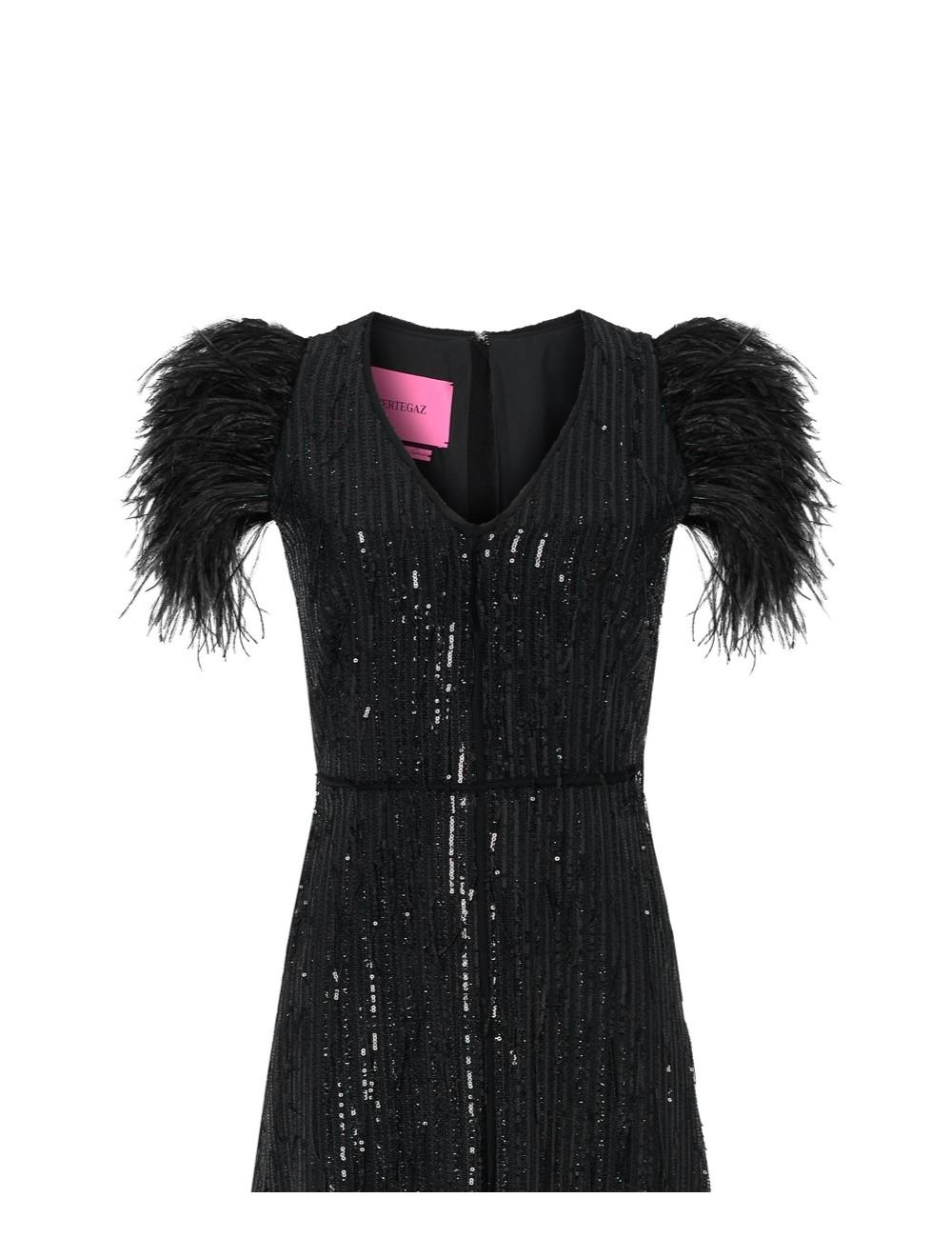 Pertegaz Vestido De Lentejuelas Con Plumas