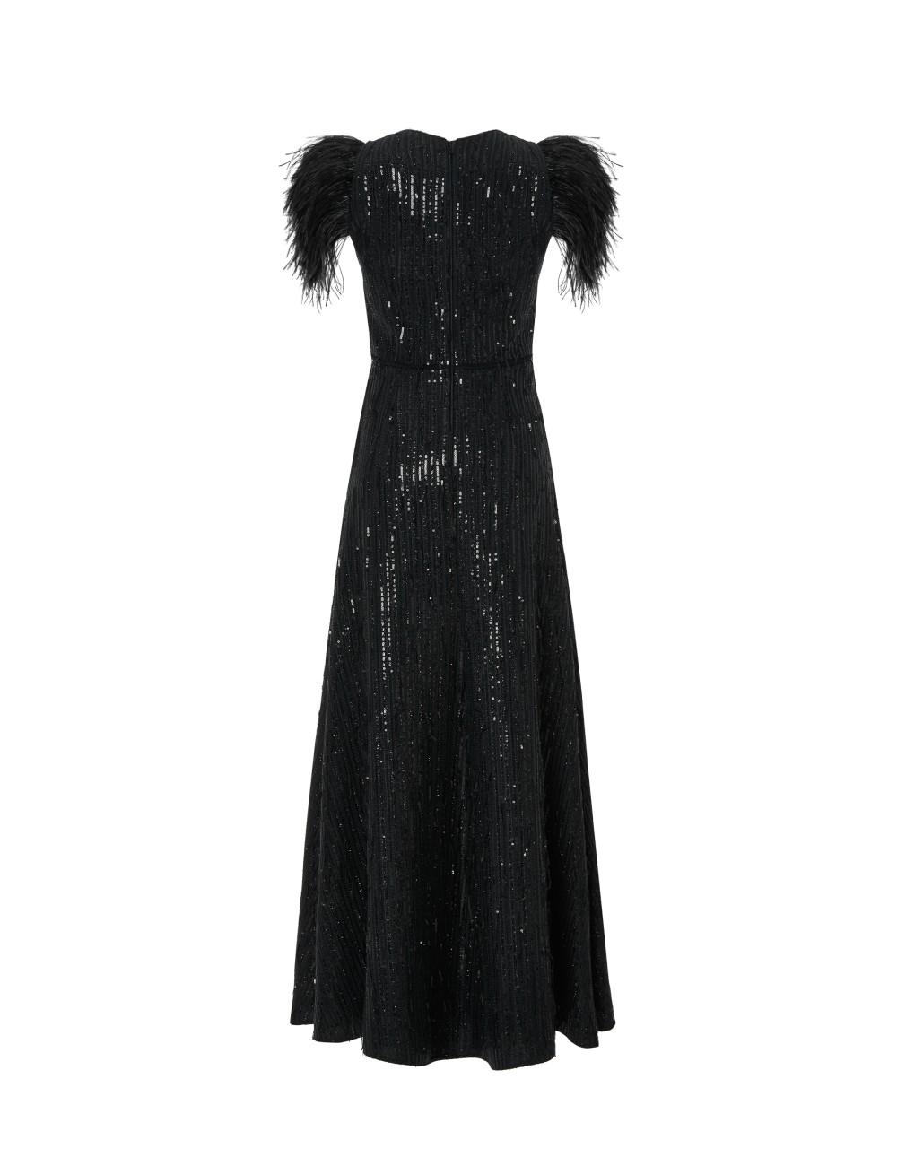 Pertegaz Vestido De Lentejuelas Con Plumas