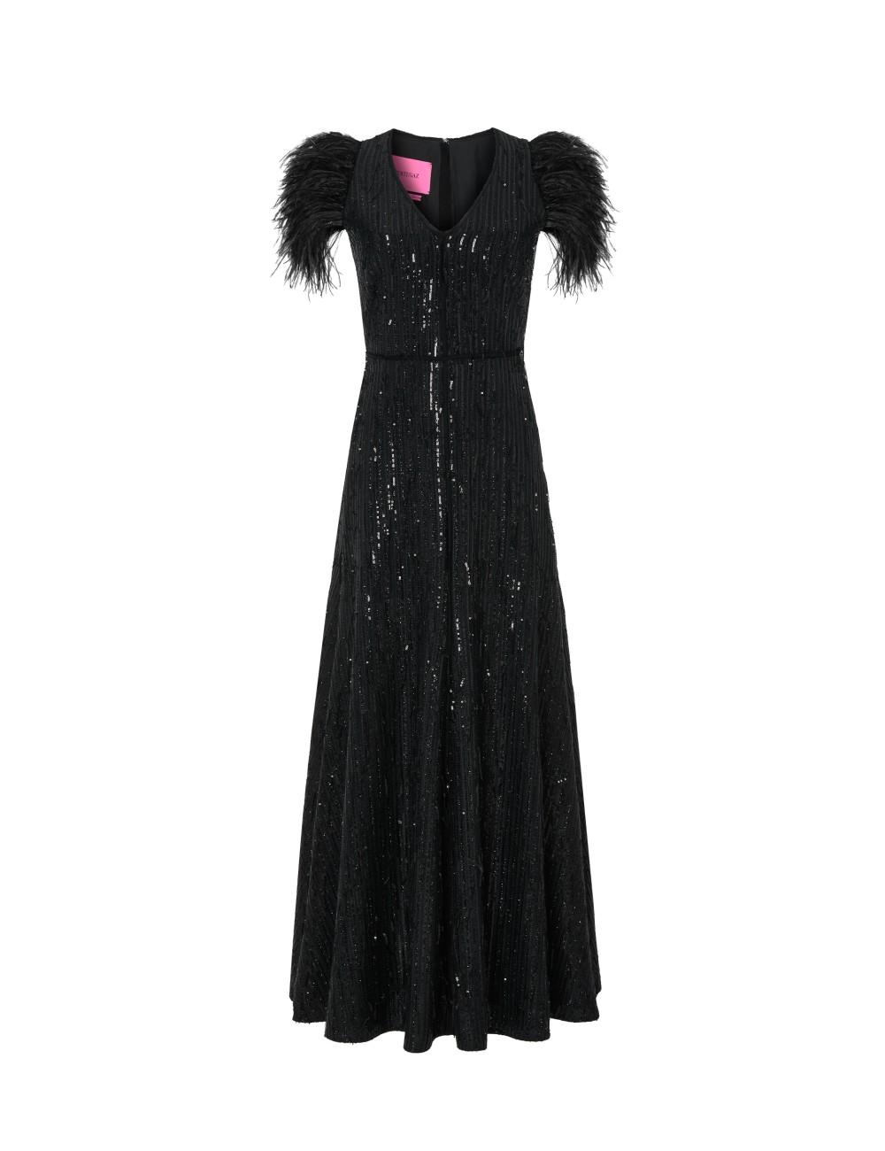 pertegaz Vestido de lentejuelas con plumas