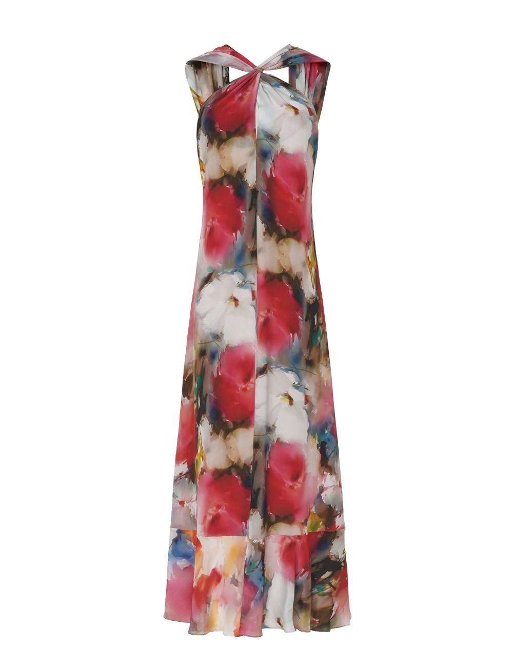 pertegaz Vestido estampado acuarela cruzado