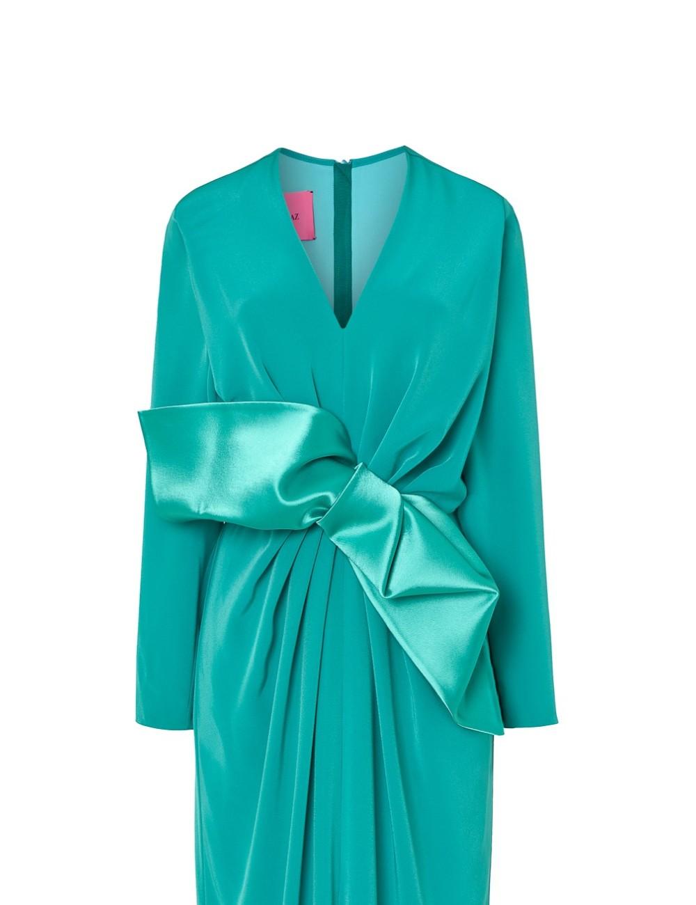 Pertegaz Vestido Largo Con Lazo Verde