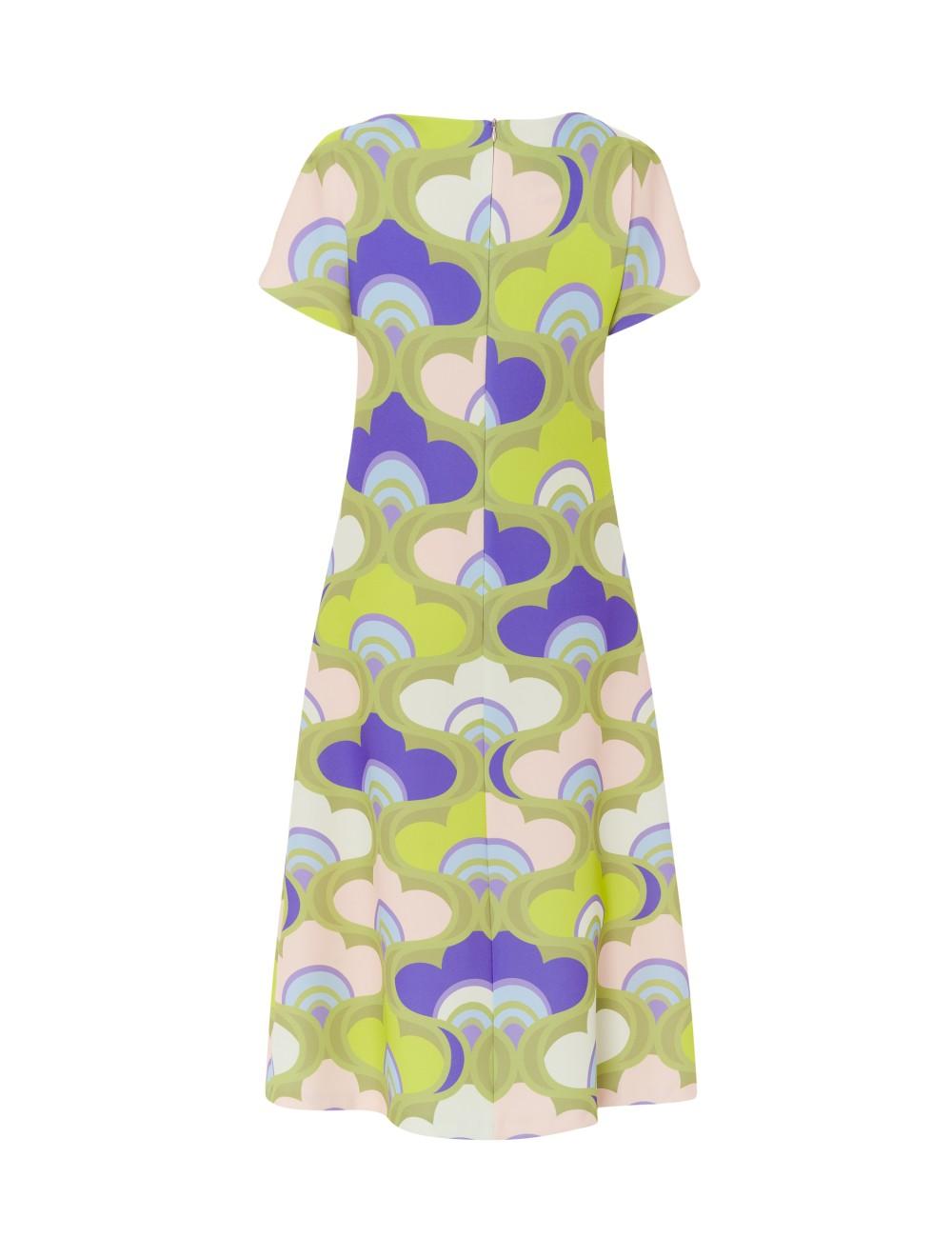 Pertegaz Vestido Midi Estampado Retro Manga Corta