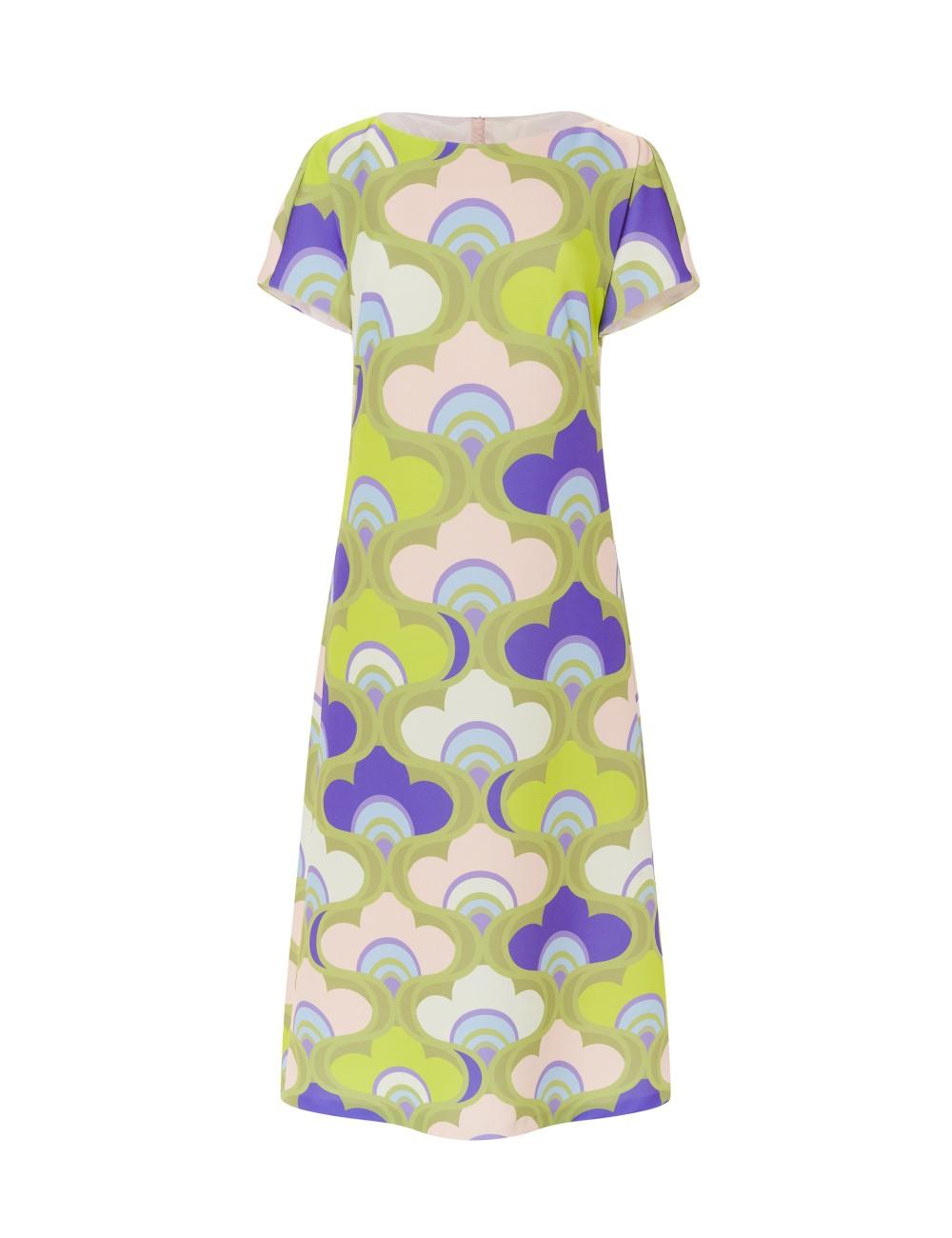 pertegaz Vestido midi estampado retro manga corta