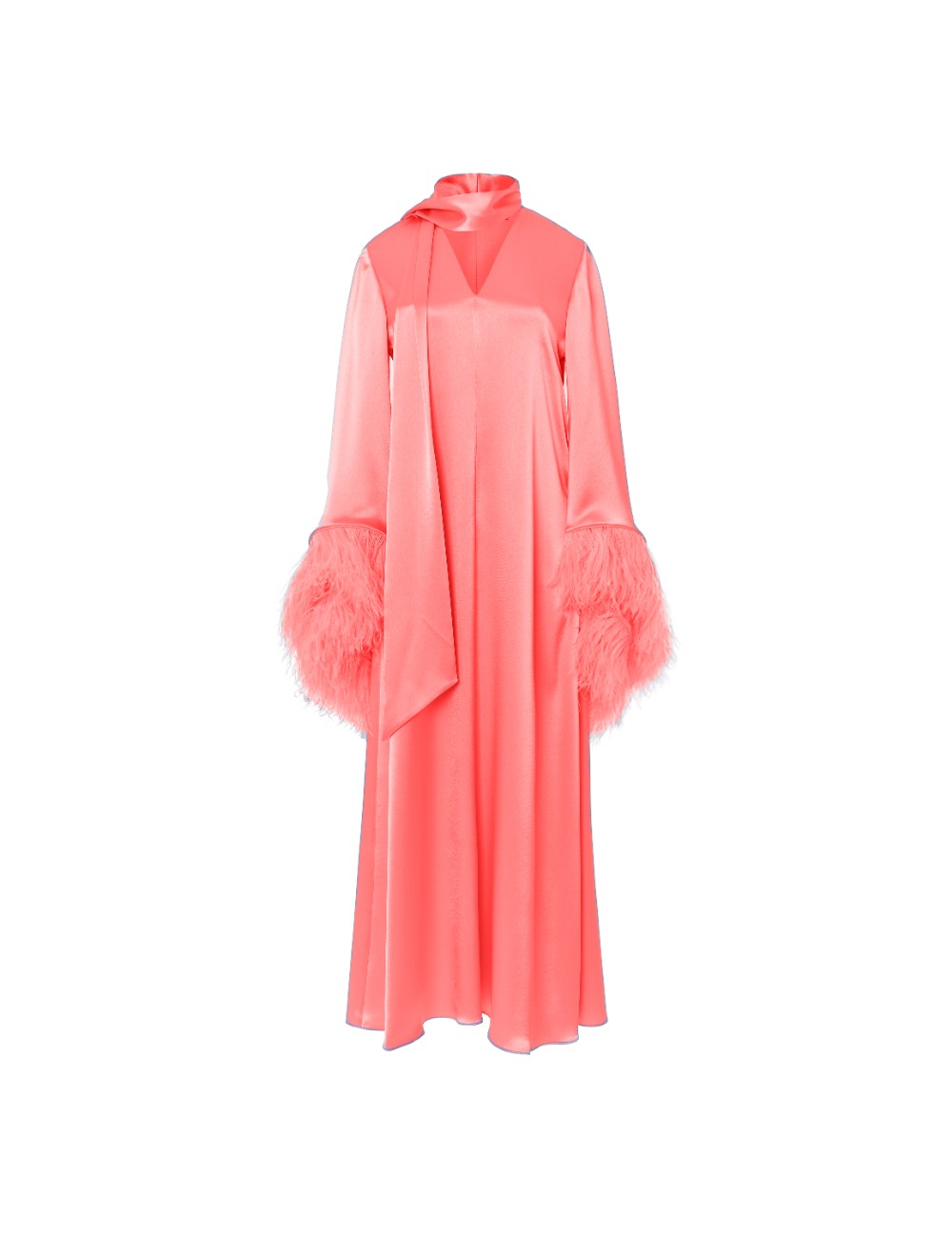 pertegaz Vestido túnica con plumas coral