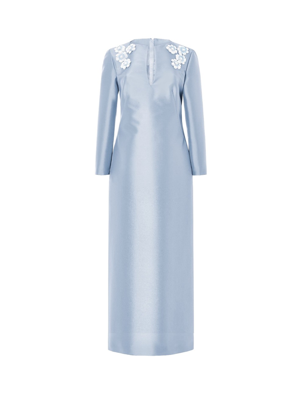 pertegaz Túnica de raso con flores bordadas azul hielo