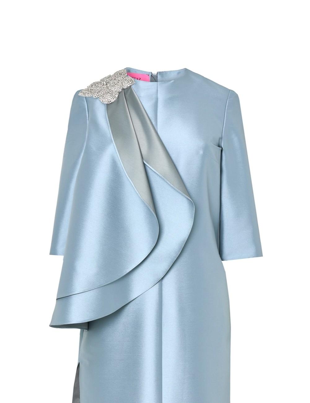 Pertegaz Túnica De Raso Con Volantes Asimétricos Azul Hielo