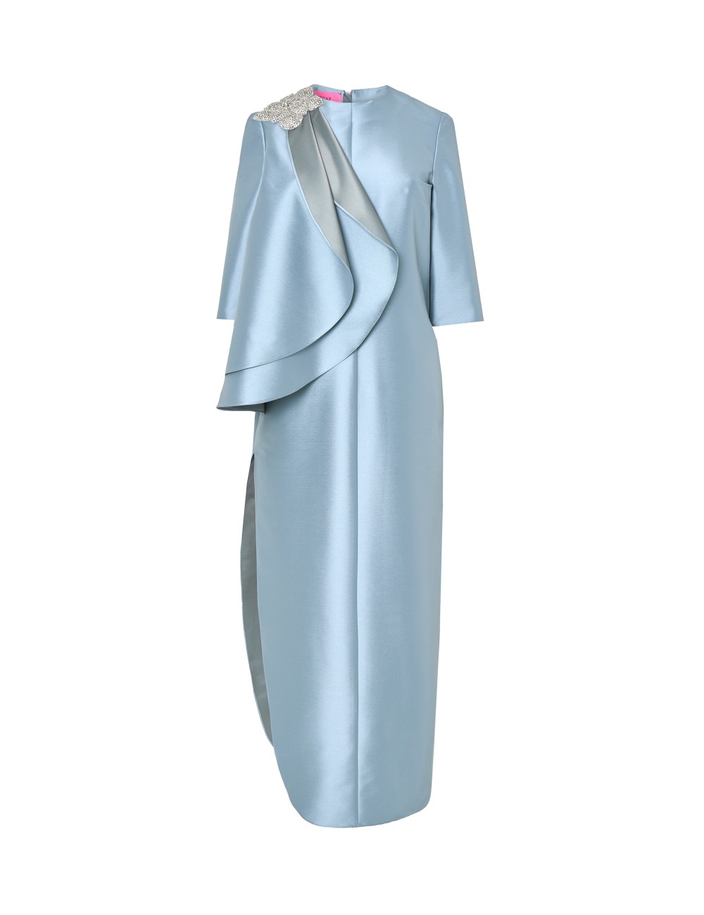 pertegaz Túnica de raso con volantes asimétricos azul hielo