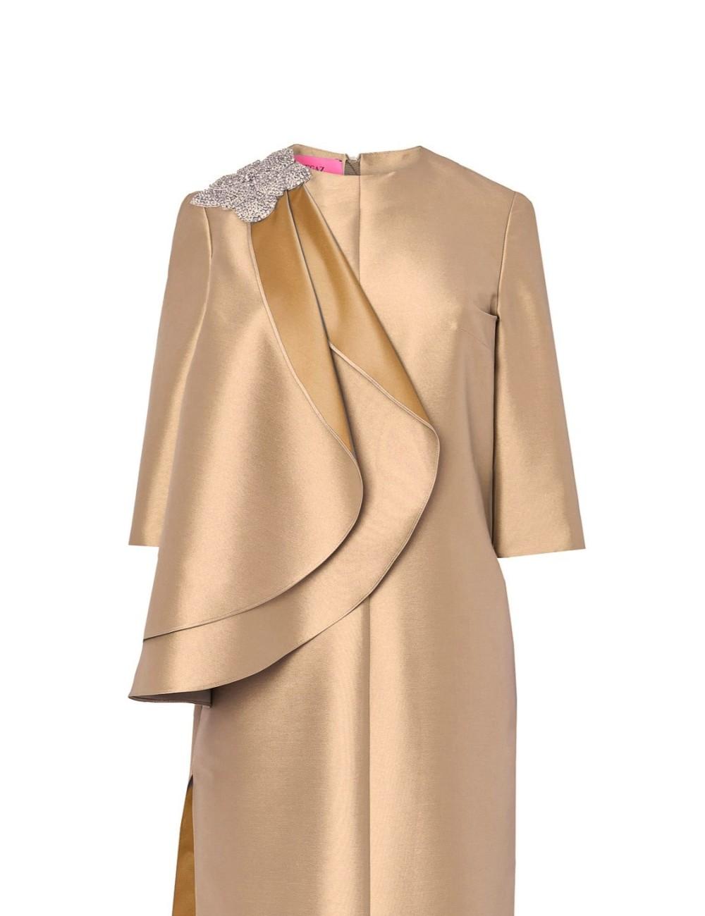 Pertegaz Túnica De Raso Con Volantes Asimétricos Dorado