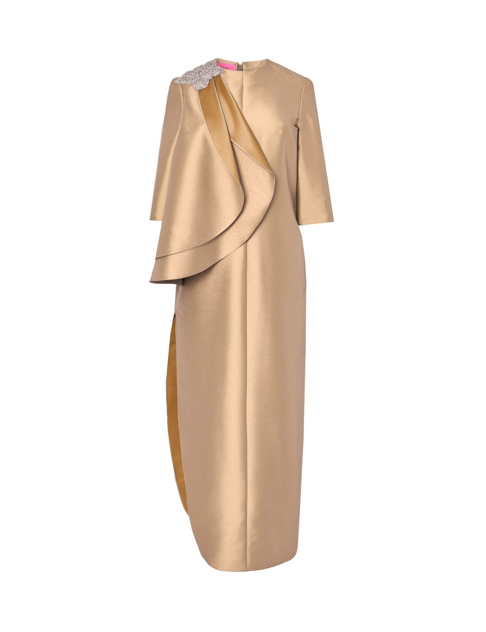 pertegaz Túnica de raso con volantes asimétricos dorado