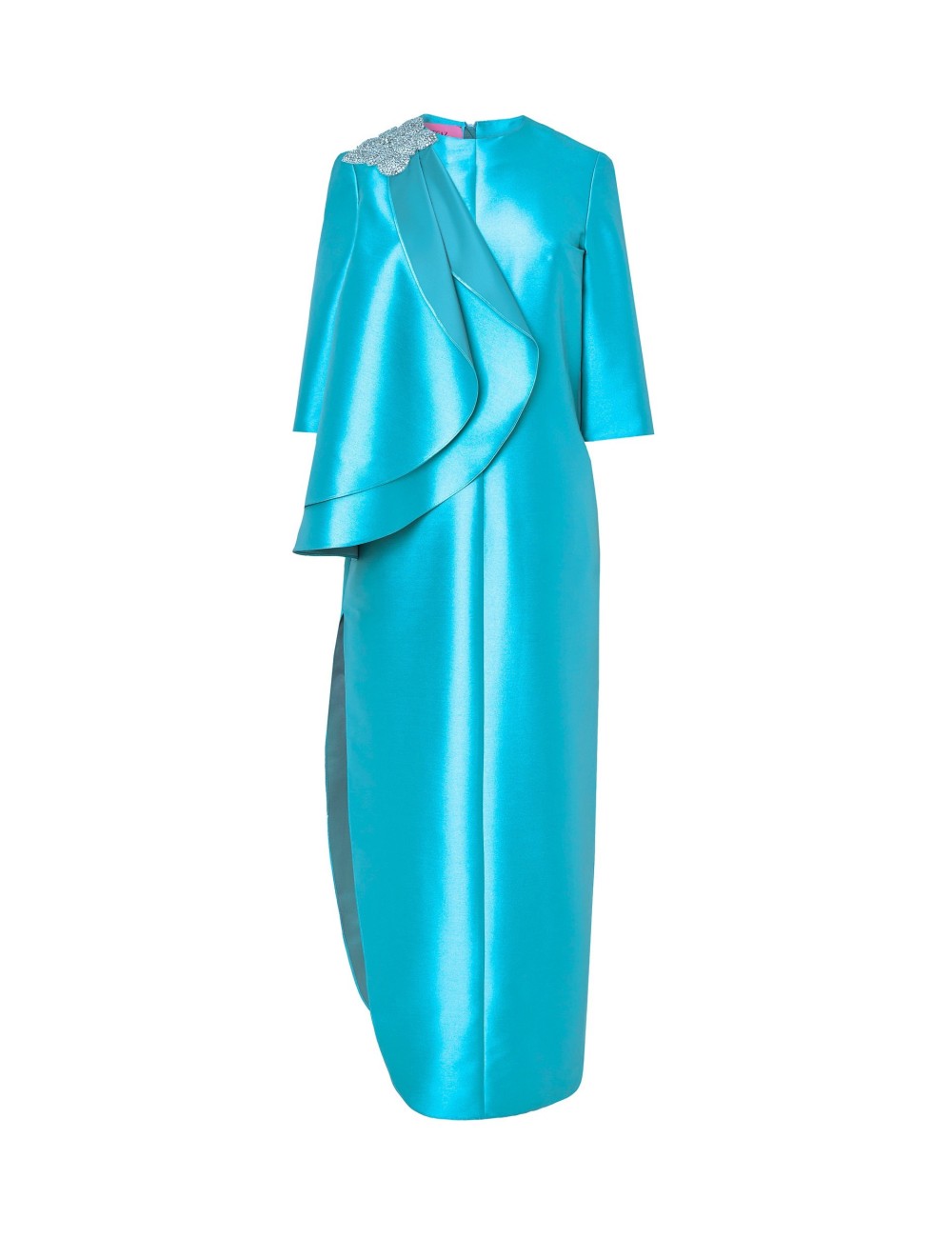 pertegaz Túnica de raso con volantes asimétricos turquesa