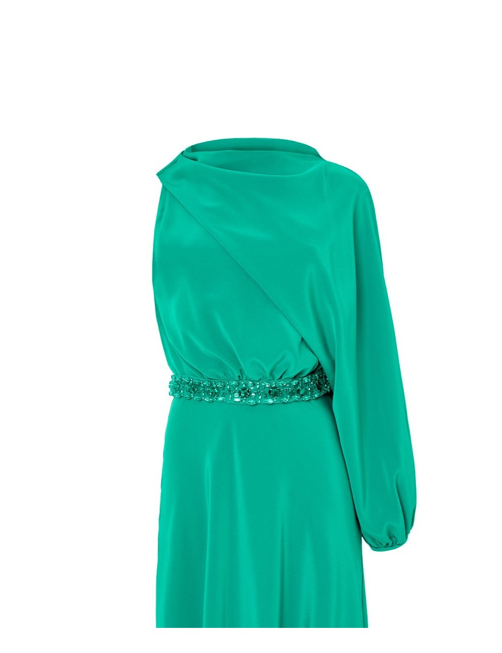 Pertegaz Vestido Asimétrico Con Cinturón Joya Verde