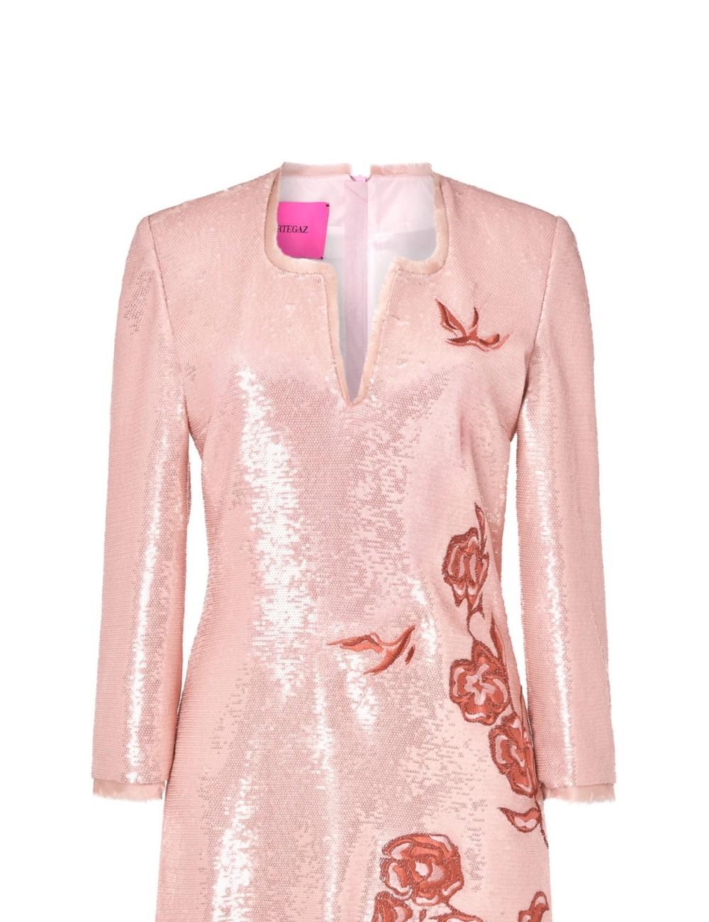 Pertegaz Vestido Manga Larga Lentejuelas Bordado Floral