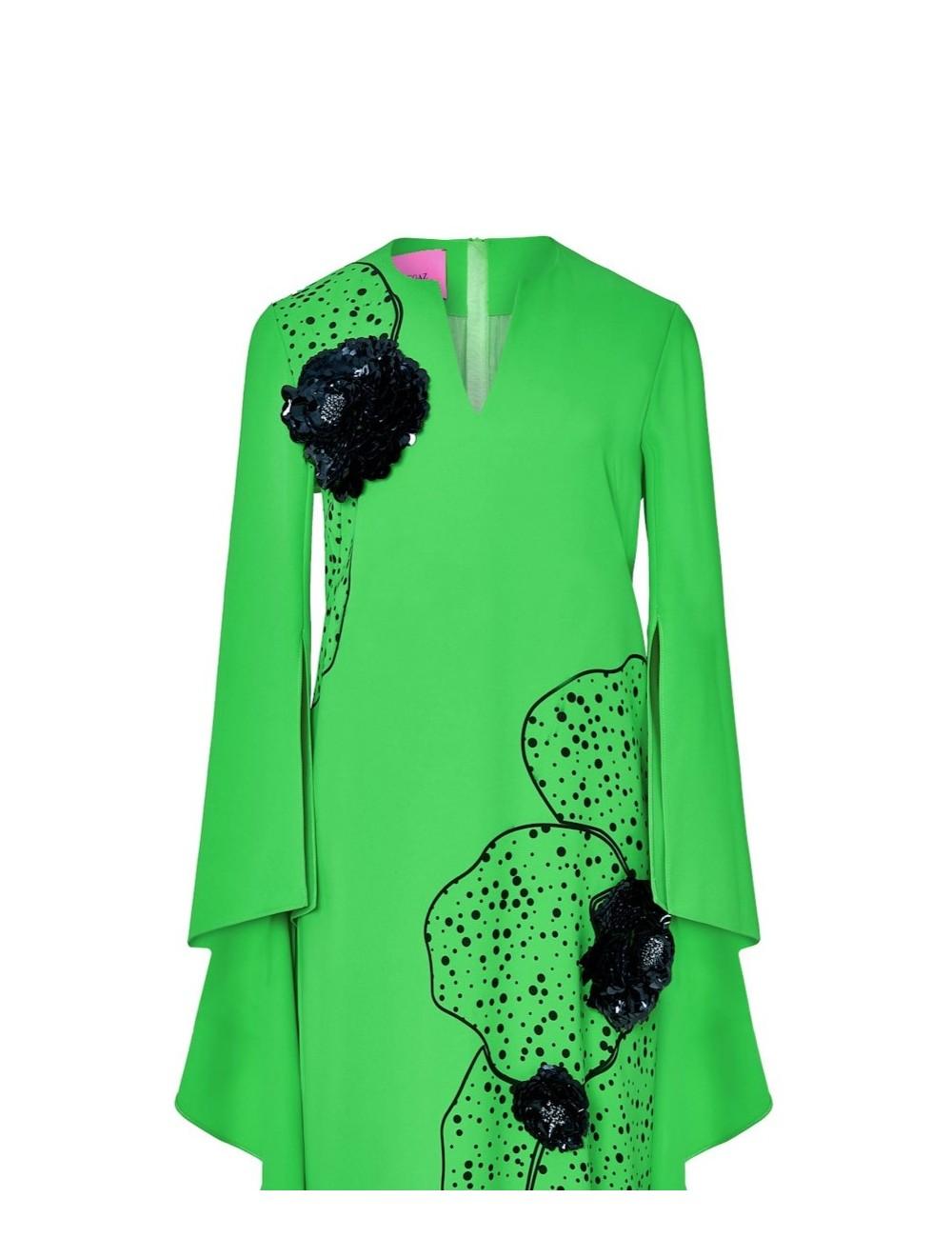 Pertegaz Vestido Volantes Con Print Y Bordado Floral Verde