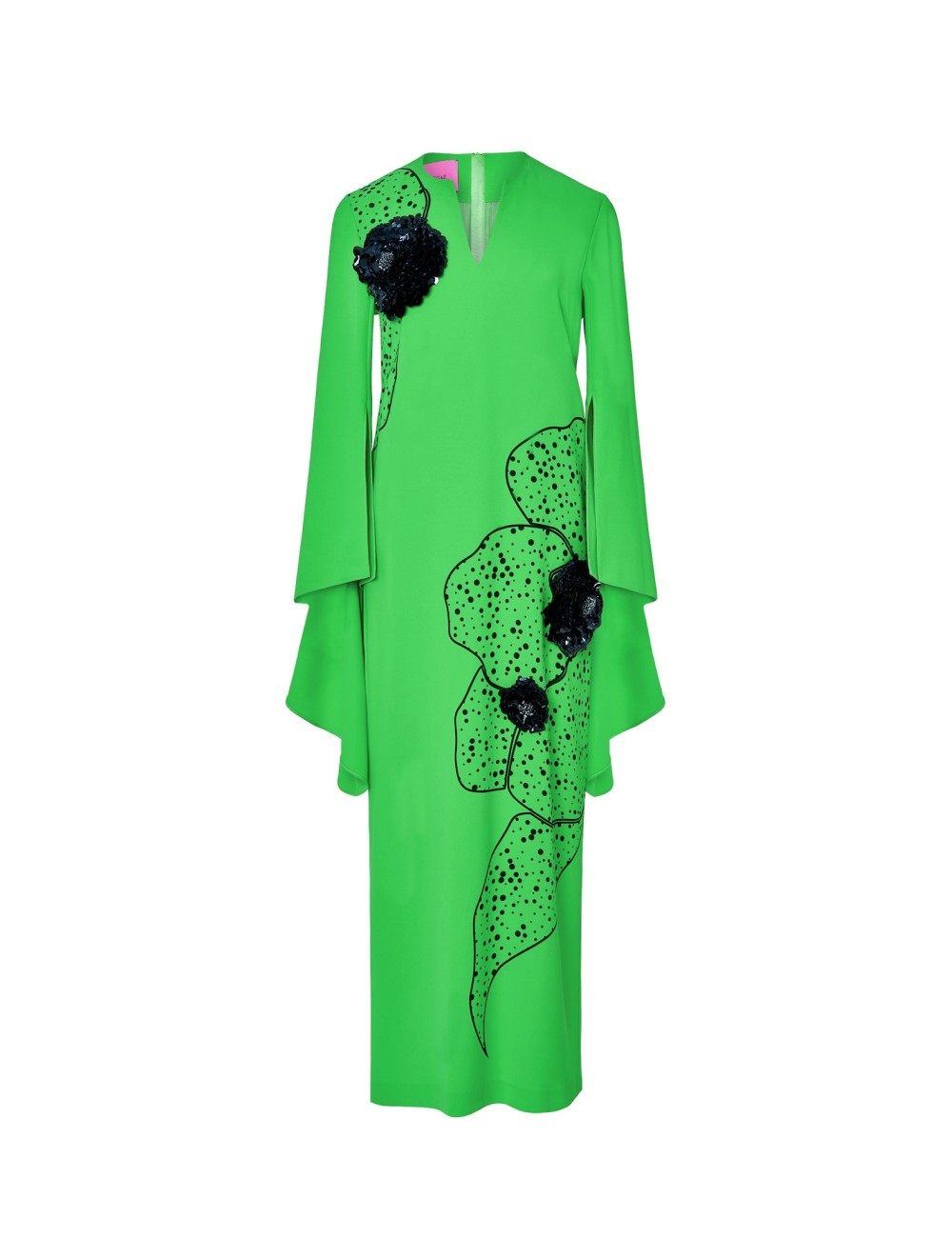 pertegaz Vestido volantes con print y bordado floral verde