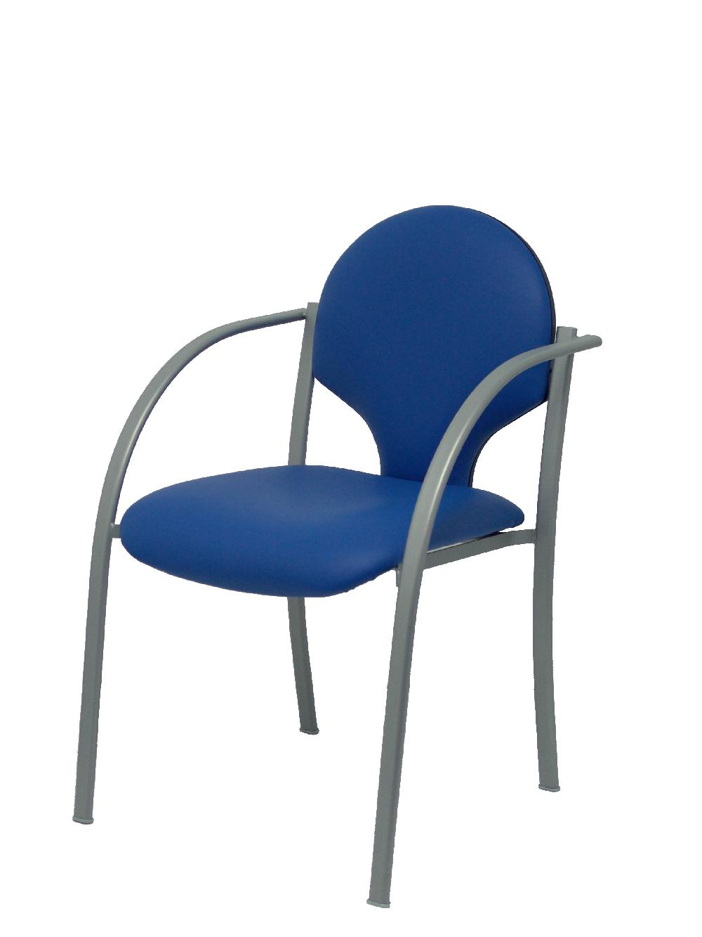 Piqueras Y Crespo Pack 2 Sillas Hellin Chasis Gris Similpiel Azul