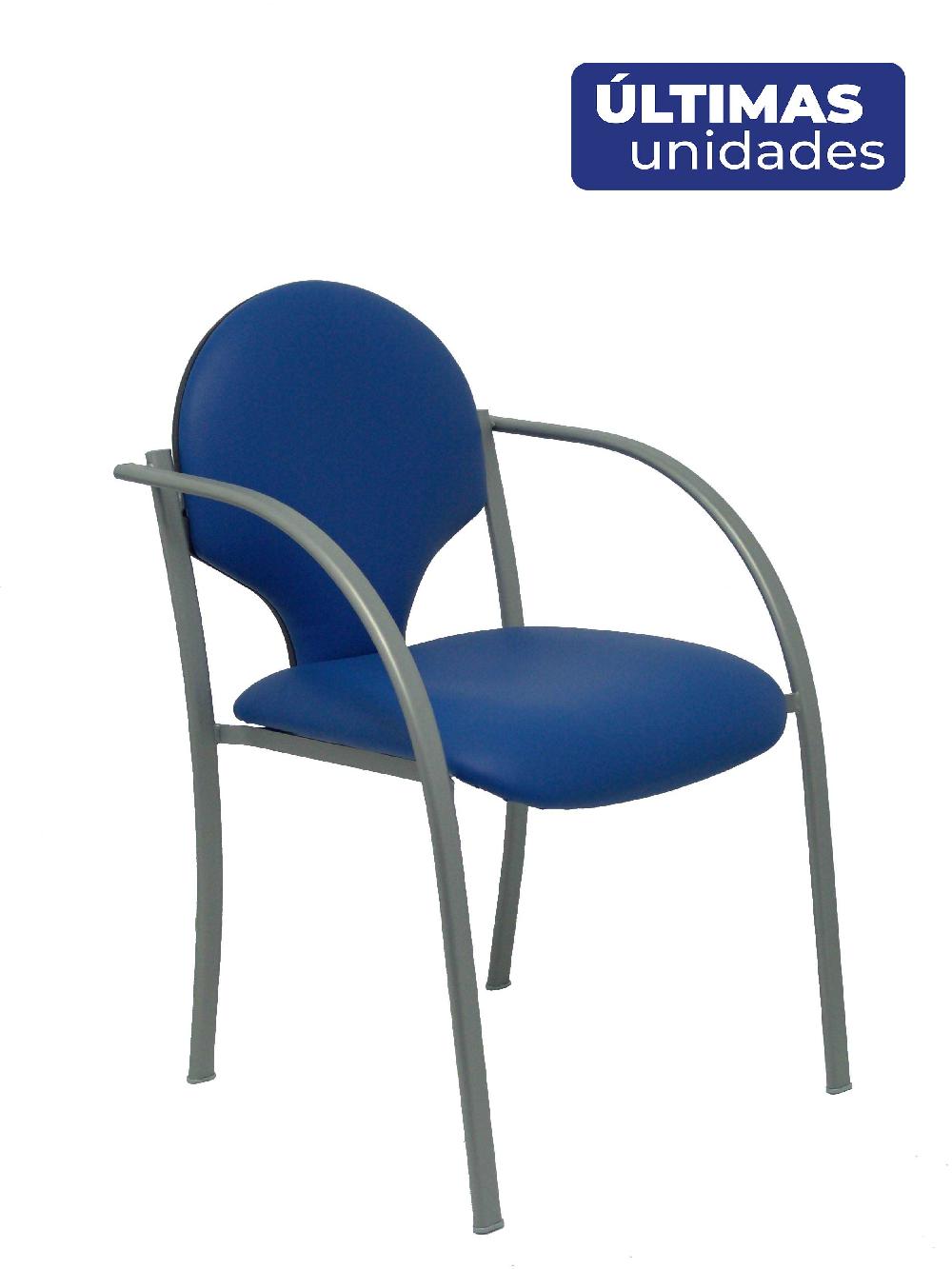 Piqueras Y Crespo Pack 2 Sillas Hellin Chasis Gris Similpiel Azul