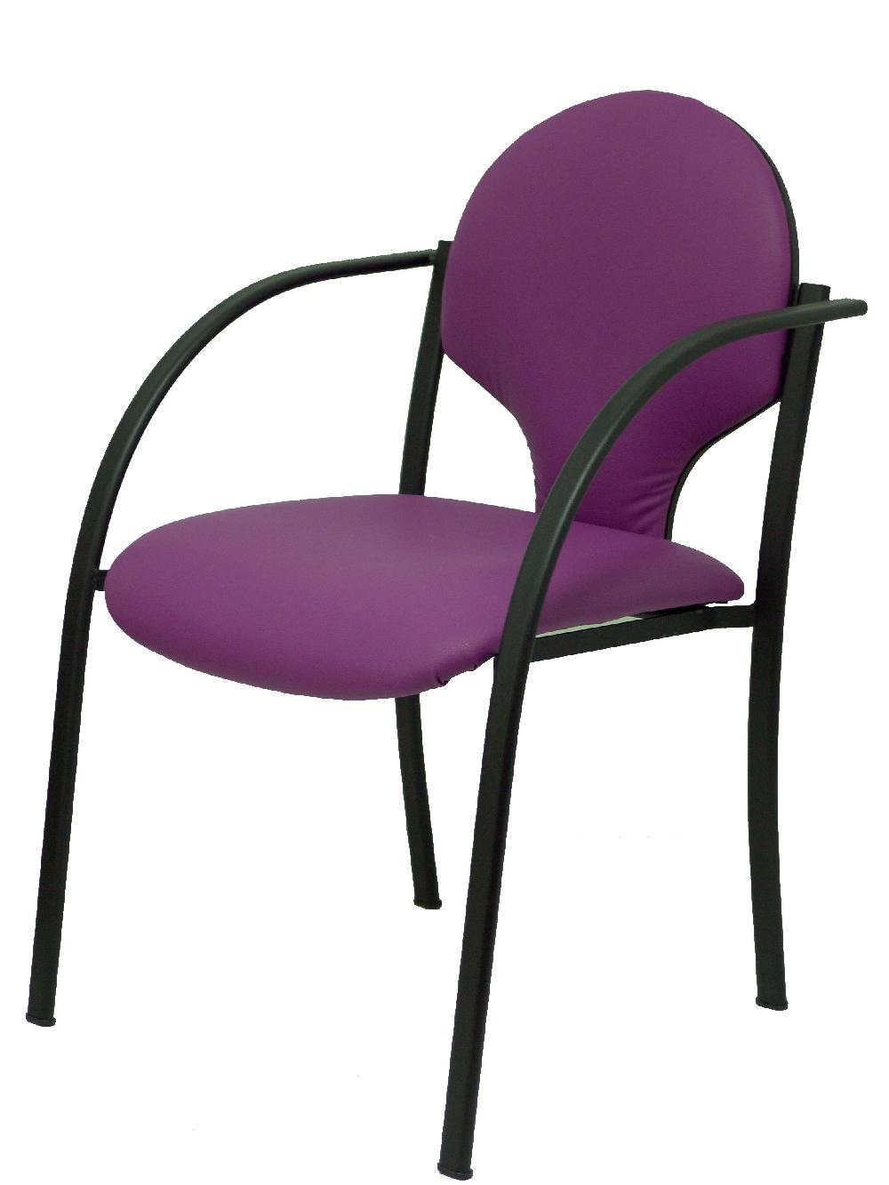 Piqueras Y Crespo Pack 2 Sillas Hellin Chasis Negro Similpiel Morado