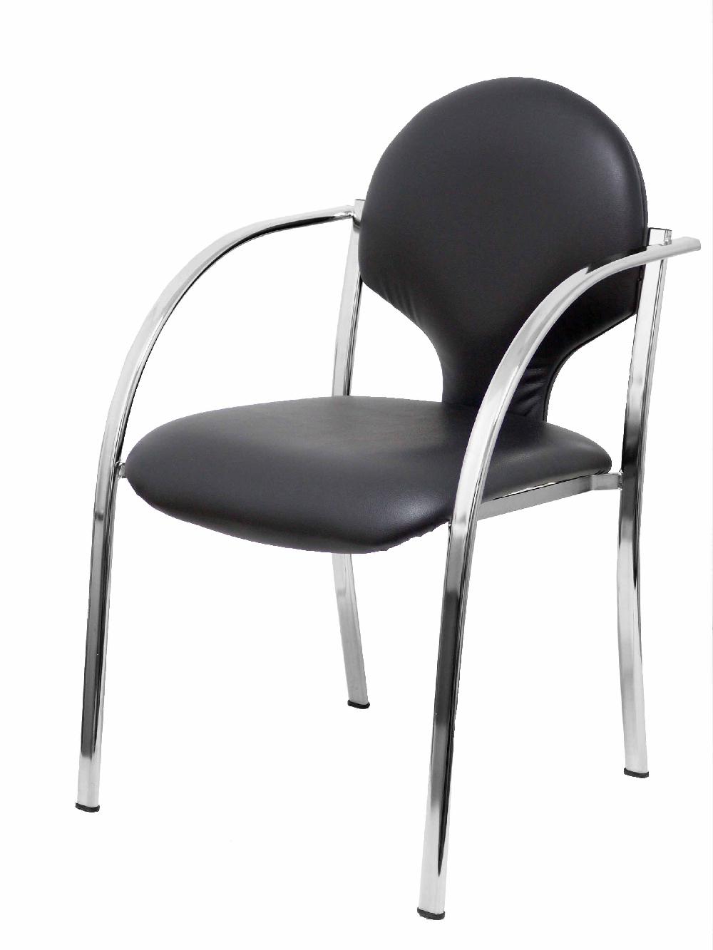 Piqueras Y Crespo Pack 2 Sillas Hellin Similpiel Negro Chasis Cromado