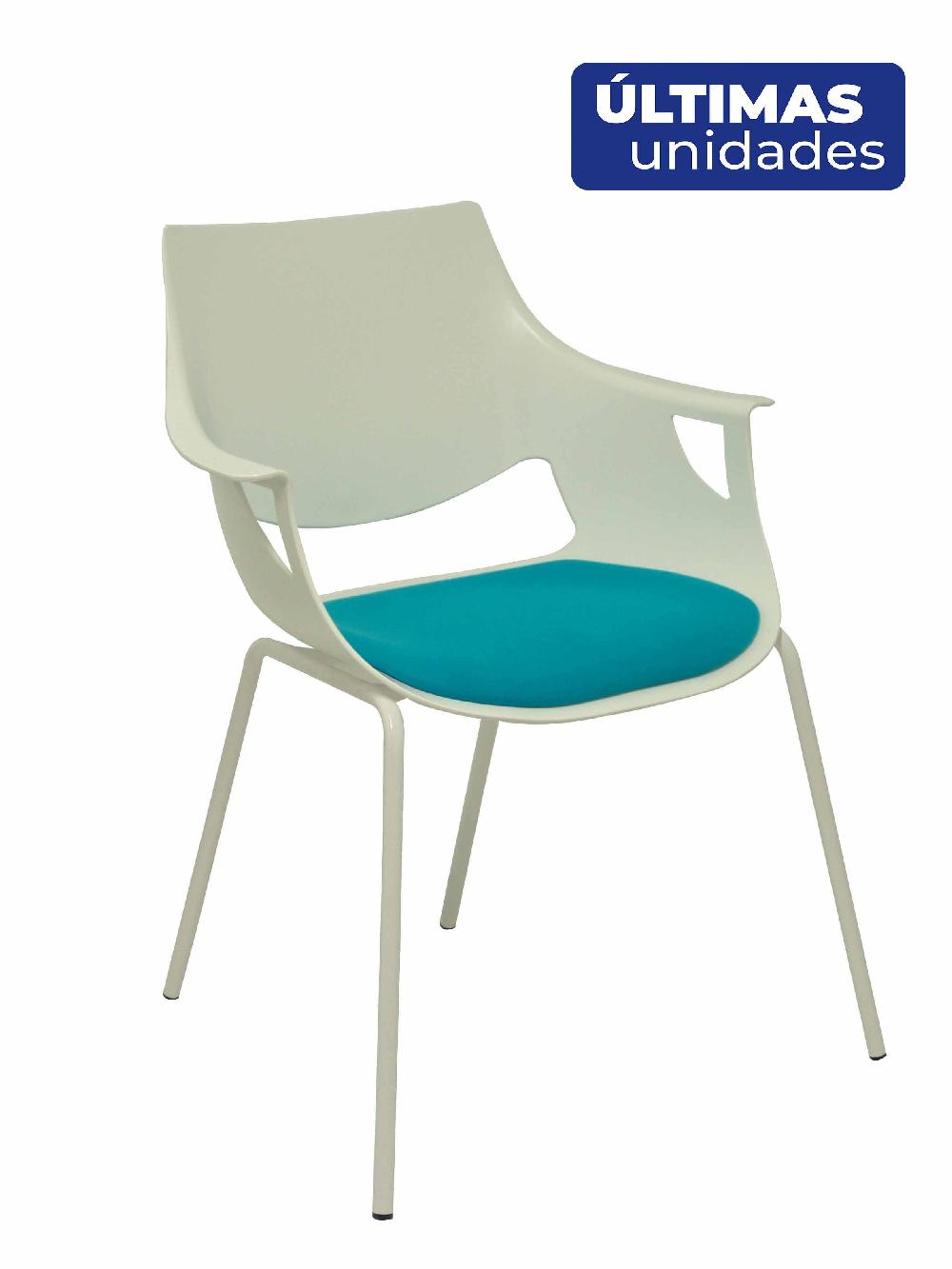 piqueras y crespo Pack 3 sillas Saceruela carcasa blanca asiento azul
