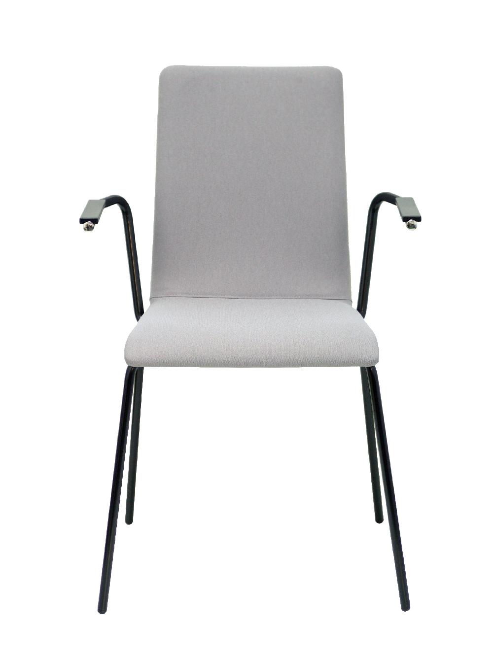 Piqueras Y Crespo Pack 4 Sillas Cafe VII Era Gris Chasis Negro Con Brazos