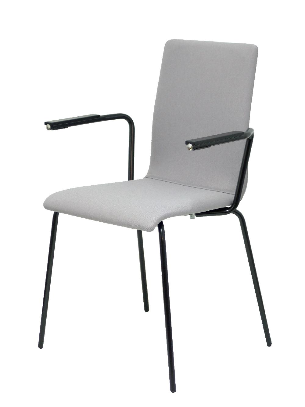 Piqueras Y Crespo Pack 4 Sillas Cafe VII Era Gris Chasis Negro Con Brazos