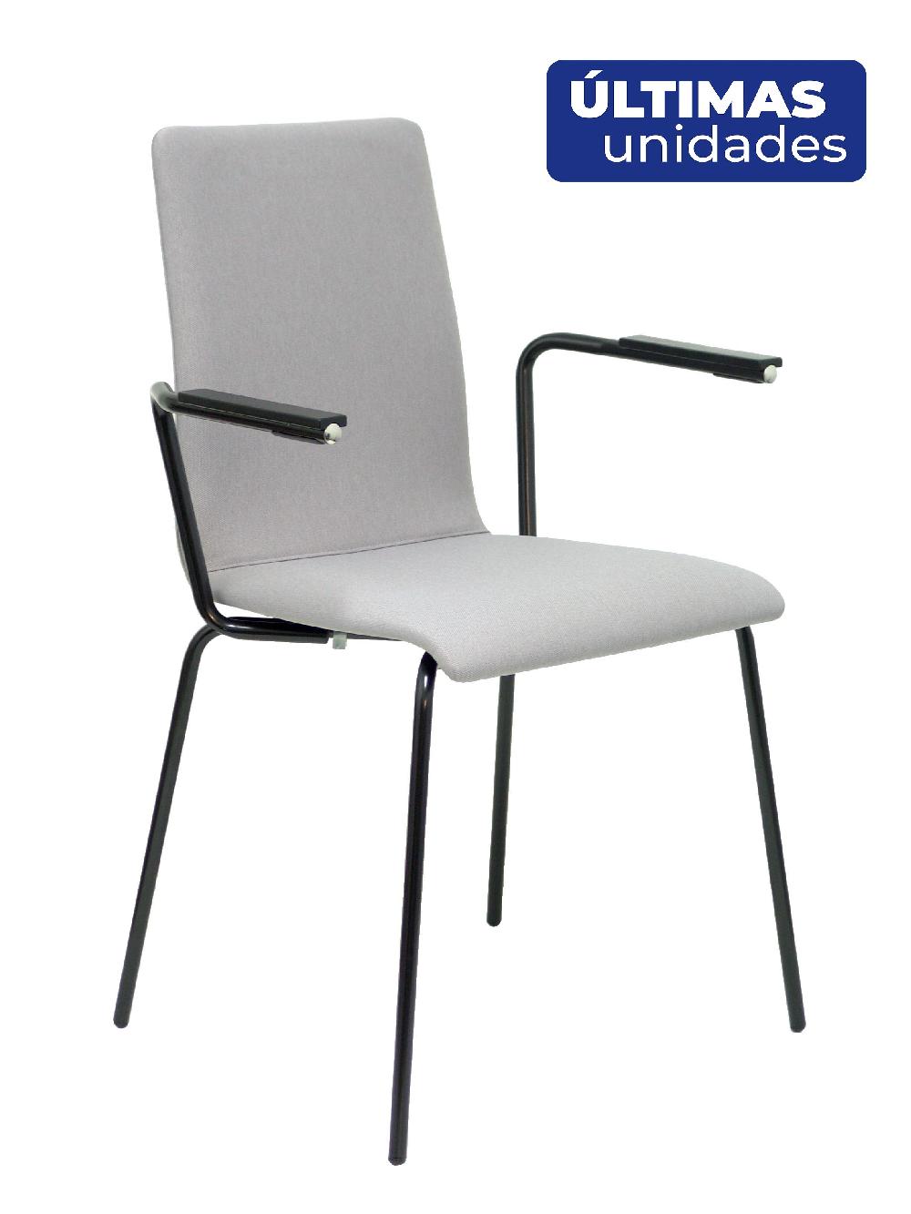 piqueras y crespo Pack 4 sillas Cafe VII era gris chasis negro con brazos
